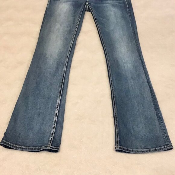 Rock & Roll Denim 28 Long Mid Rise Bootcut Aztec Women’s Jeans Aqua Stretch - Picture 5 of 13